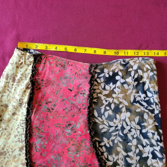 Asymmetrical Boho Batik Patchwork Midi Skirt M - Picture 7 of 10